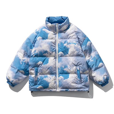 Chaqueta Acolchada con Cuello Alto Estampado Cielo Azul para Hombre - Image 7
