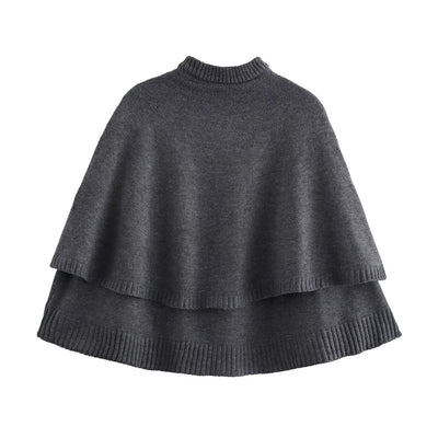 Abrigo Tejido Estilo Capa con Cuello Redondo Multiuso - Image 32