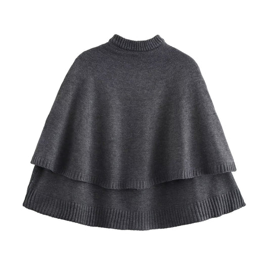 Abrigo Tejido Estilo Capa con Cuello Redondo Multiuso - Image 32