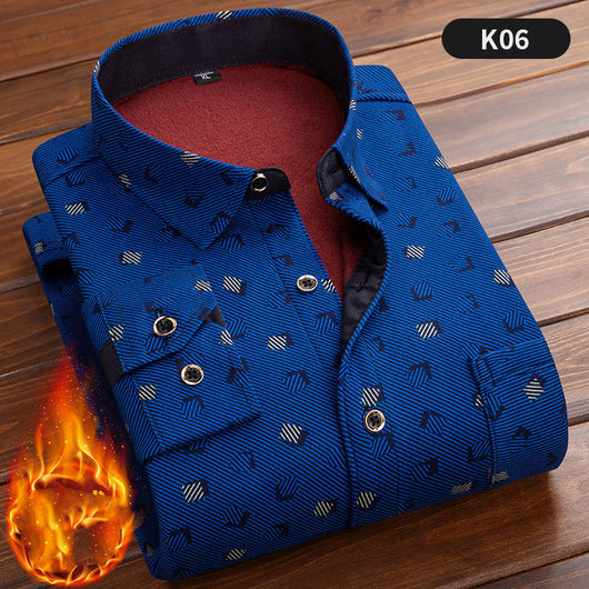 Camisa Cálida Acolchada de Terciopelo para Hombre Talla Grande - Image 24