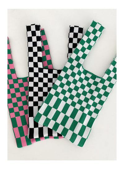 Bolso de Mano Tejido con Diseño a Cuadros - Image 15