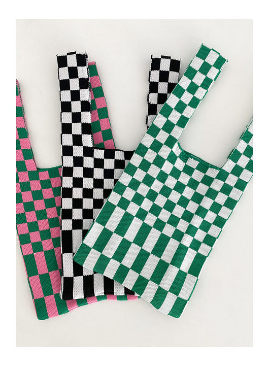 Bolso de Mano Tejido con Diseño a Cuadros - Image 15