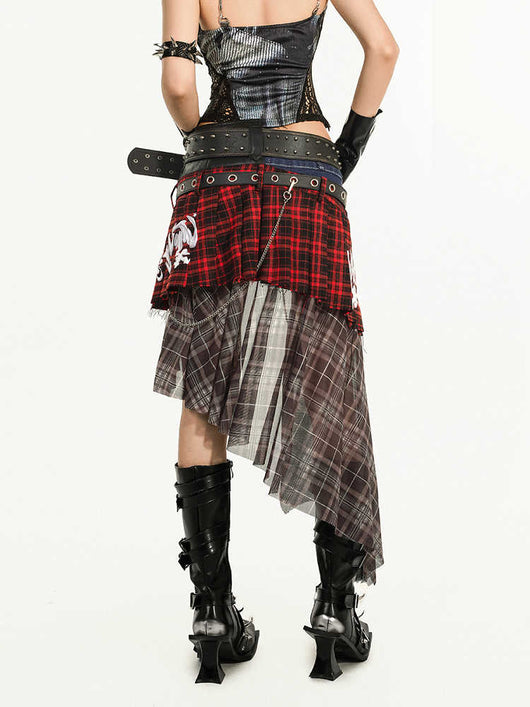 Falda Escocesa con Doble Cinturón para Mujer - Image 6