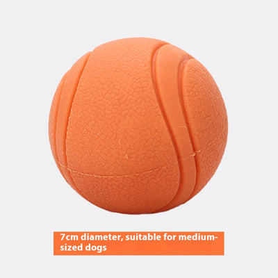 Orange rubber pet toy ball with textured surface and grooved lines, 5cm diameter, suitable for small dogs. - Image 16