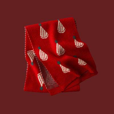 Bufanda Tejida Roja con Estampado de Reno y Copos de Nieve - Image 18