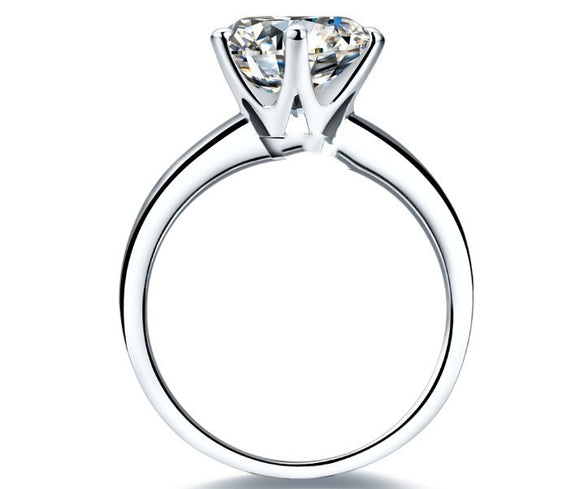 925 Silver Gold Plated Six-Claw Moissanite Ring