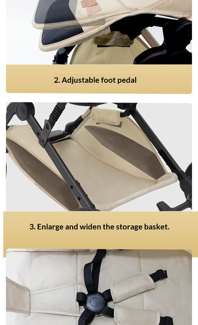 Cochecito de Bebé Reclinable Plegable con Suspensión de 4 Ruedas - Image 10