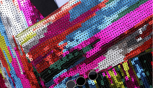 Blusa de Lentejuelas con Patrón Vertical Multicolor para Hombre - Image 16