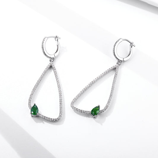 Aretes de Plata S925 con Diopsida Natural para Mujer - Image 2
