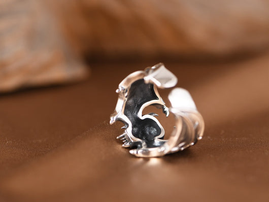 Anillo Abierto Calavera Murciélago en Plata S925 - Estilo Retro Personalizado - Image 7