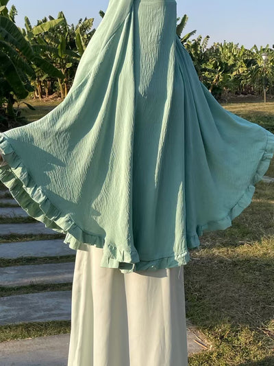 Pañuelo Voluminoso con Volantes de Color Sólido para Oriente Medio - Image 32