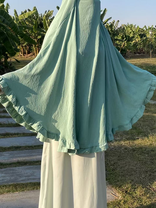 Pañuelo Voluminoso con Volantes de Color Sólido para Oriente Medio - Image 32