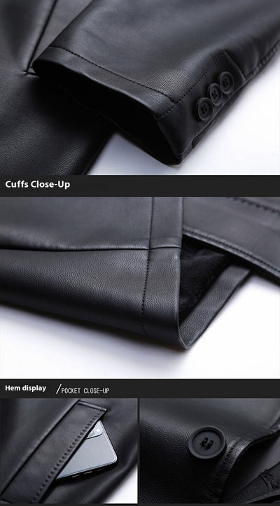 Chaqueta de Cuero para Hombre con Forro Térmico y Solapa - Image 18