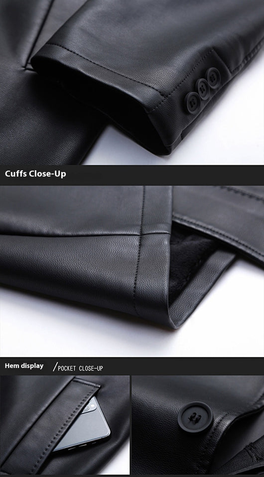 Chaqueta de Cuero para Hombre con Forro Térmico y Solapa - Image 18