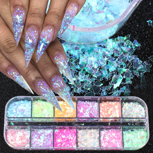 Lentejuelas para Uñas Diseño Hada Mariposa Irregular Efecto Hielo - Image 9