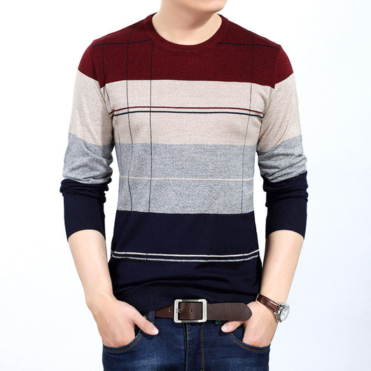 Suéter de Cuello Redondo con Bloques de Color para Hombre Joven - Image 4