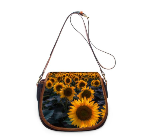 Bolso de Cuero para Mujer con Estampado de Girasoles