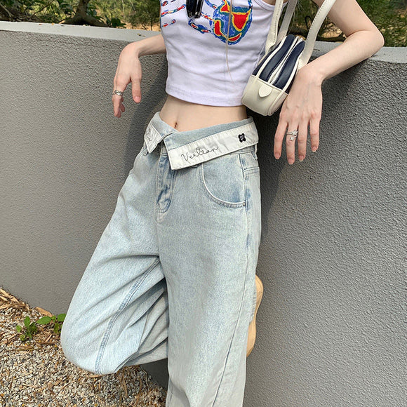 Jeans Rectos Sueltos con Efecto Adelgazante para Mujer
