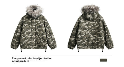 Chaqueta de Algodón Camuflada con Capucha y Cuello de Piel Desmontable - Image 8