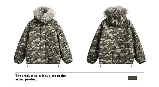 Chaqueta de Algodón Camuflada con Capucha y Cuello de Piel Desmontable - Image 8