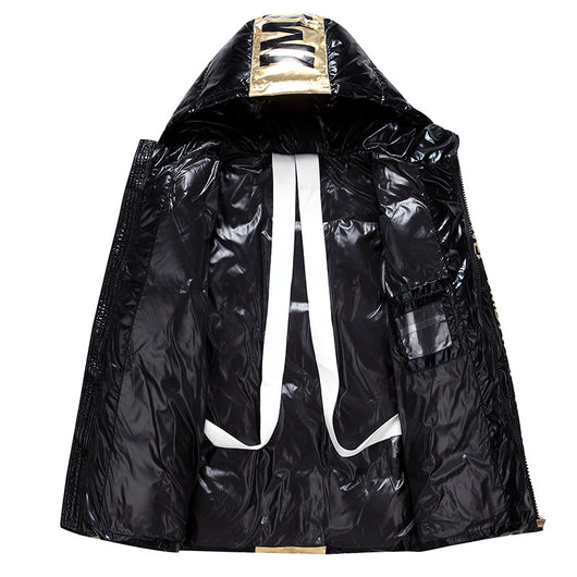 Chaqueta de Plumón Brillante para Hombre - Abrigo Grueso y Holgado con Capucha - Image 9