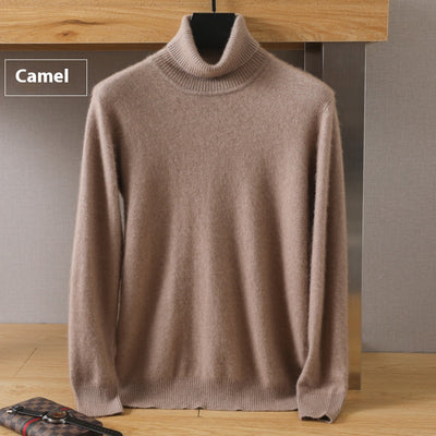 Suéter Pullover de Cuello Alto Holgado en Visón para Hombre - Invierno - Image 9