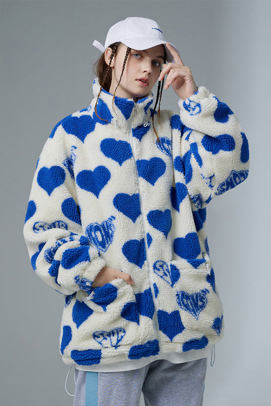 Chaqueta Sherpa con Corazones para Parejas - Estilo Casual y Trendy - Image 7