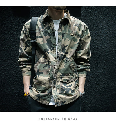 Chaqueta Camisa de Trabajo Camuflaje Manga Larga para Hombre - Image 8