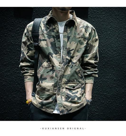 Chaqueta Camisa de Trabajo Camuflaje Manga Larga para Hombre - Image 8
