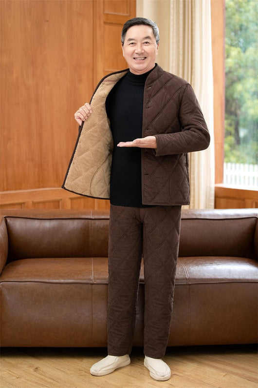 Conjunto de Abrigo y Pantalón Acolchado de Algodón para Papá Invierno - Image 13
