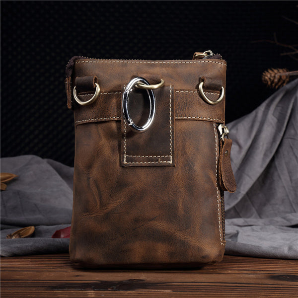 Bolso Bandolera de Cuero Crazy Horse Hecho a Mano para Hombre