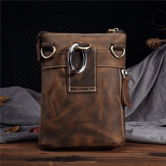 Bolso Bandolera de Cuero Crazy Horse Hecho a Mano para Hombre