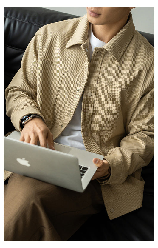 Chaqueta de Trabajo Profesional con Cuello Texturizado en Twill para Hombre - Image 16