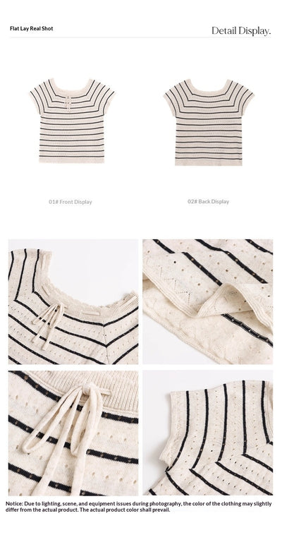 Blusa Mujer Escote Cuadrado con Encaje Calado y Cordones - Image 8