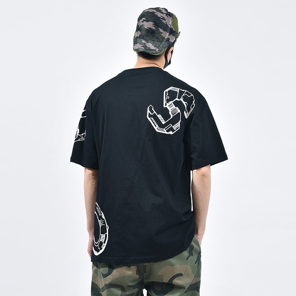 Camiseta de Algodón con Letras 3D Irregulares Estampadas