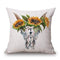 Cojín Lumbar de Lino con Diseño Girasol para Sofá y Cintura
