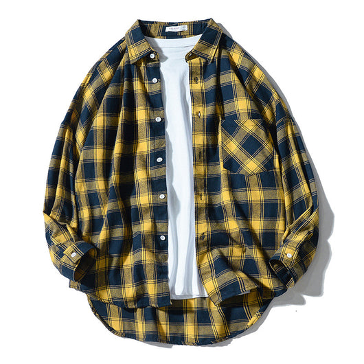 Camisa Tipo Cuadros Japonesa Manga Larga Hombre - Chaqueta de Trabajo Oversize - Image 6