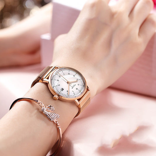 Reloj Ultradelgado Impermeable para Mujer con Movimiento Japonés y Calendario