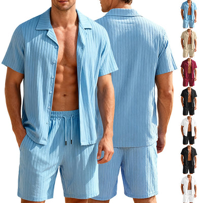 Conjunto Casual de Camisa con Botones y Shorts para Hombre - Image 13