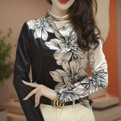 Blusa Base Floral de Terciopelo para Mujer - Image 11