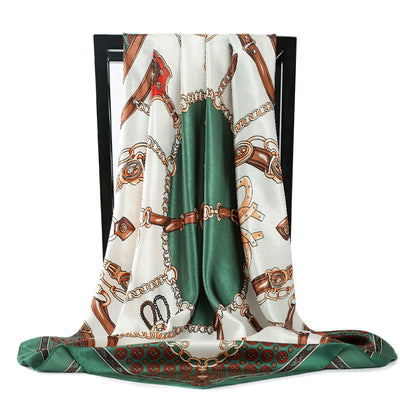 Abanico Retro Plegable 90cm con Pañuelo de Seda Simulada para Damas - Image 34