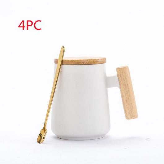 Taza de Oficina Retro Cerámica Negro y Blanco con Tapa - Image 9