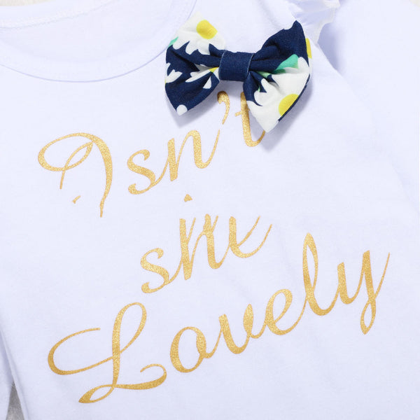 Conjunto de Tres Piezas Otoñal para Niña con Estampado de Letras