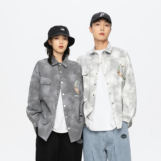 Chaqueta Camisa Casual Estampada Street Fashion Oversize