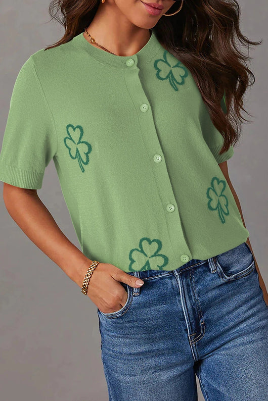 Cardigan Corto con Patrón Jacquard Verde Festivo - Image 2