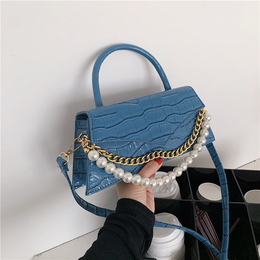 Bolso Cuadrado Pequeño con Patrón Retro y Perla, Bandolera de Moda - Image 33