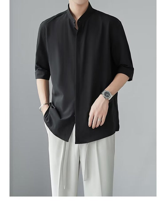 Camisa Cuello Mao Manga Corta Estilo Chino - Image 19