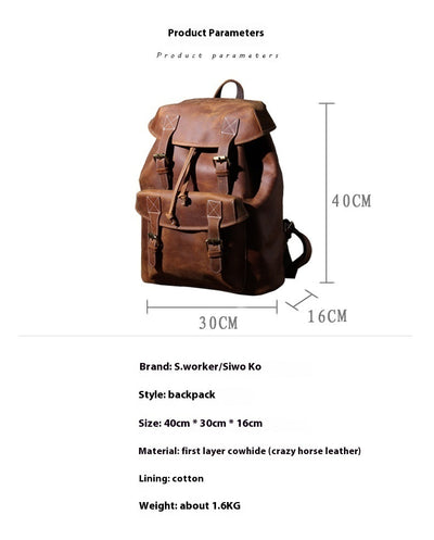 Mochila de Cuero Genuino Retro con Gran Capacidad - Image 7