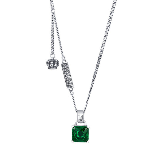 Collar de Plata S925 con Esmeralda - Cadena Retro Hip Hop para Mujer - Image 6