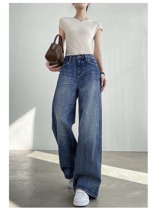Jeans Azul Claro Cintura Alta Pierna Ancha Mujer Corte Recto - Image 12